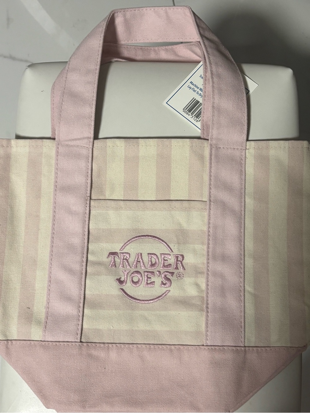 Trader Joe's Pink Stripe Canvas Tote